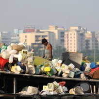 Plastic recycling on a Dharavi rooftop